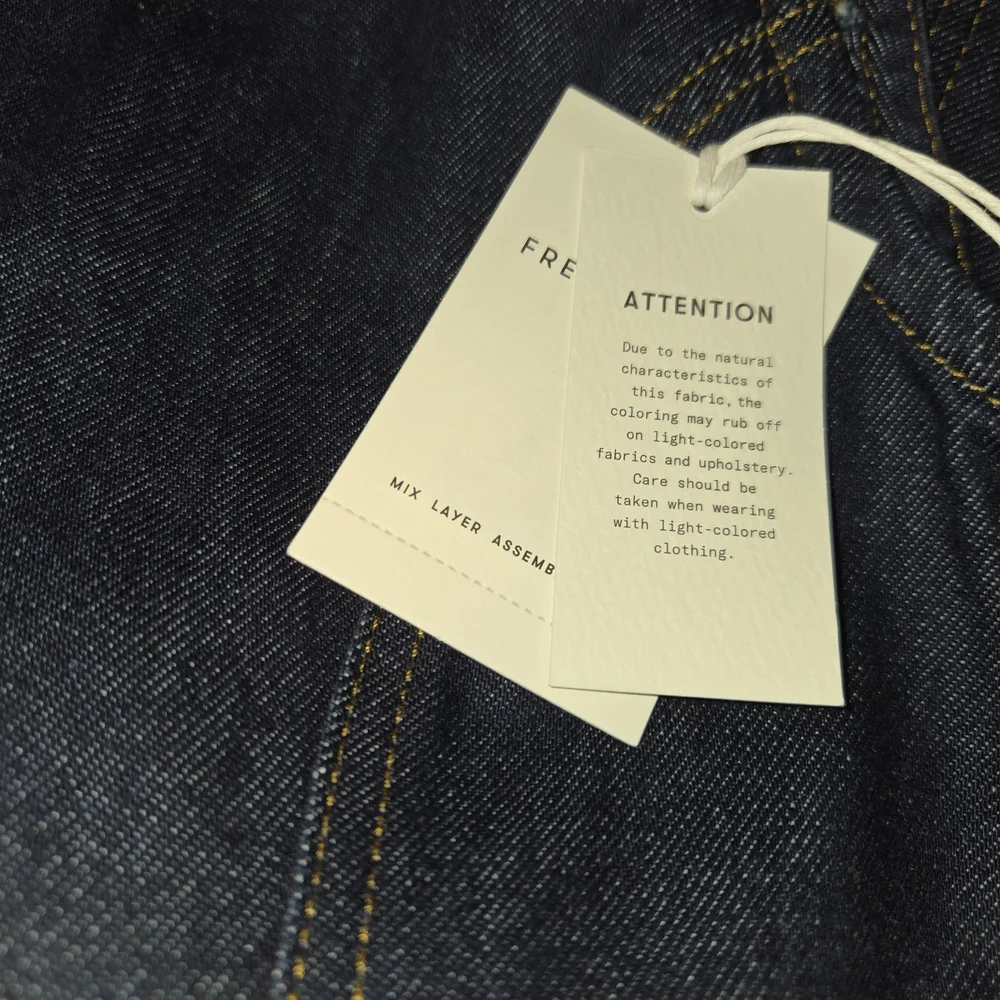 Free Assembly NEW Denim Mini Dress Gold Buttons 100% Cotton Dark Indigo - Picture 10 of 10